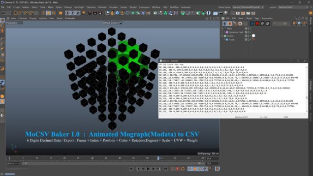MoCSV Baker 1.01 : C4D Animated Mograph(Modata) to CSV