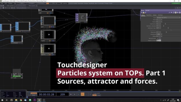 Touchdesigner – Particles system on TOPs. Part 1. Sources, attractor and forces.