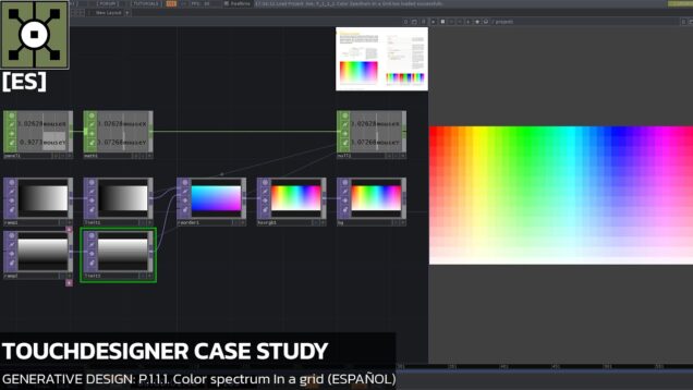 (ES) TouchDesigner Tutorial 23 – Case Study [Generative Design: P.1.1.1 Color spectrum in a grid]