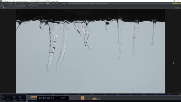 Melting icicles creating gong sounds in Touch Designer