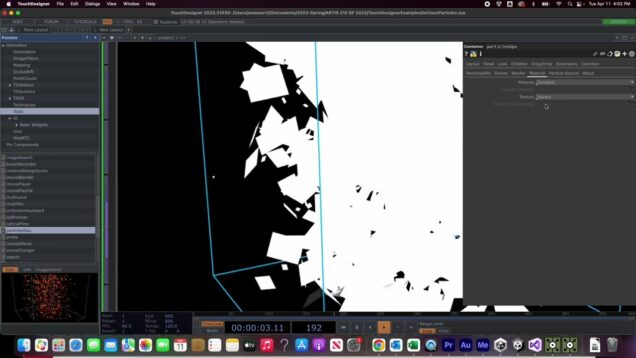 TouchDesigner: Using Video to move particles with Optical Flow and ParticlesGPU.