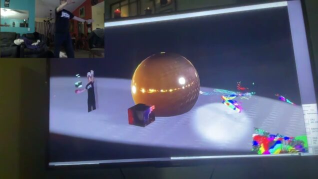 TouchDesigner experiment with Kinect1 and Kinect2 and audio reactive sphere.