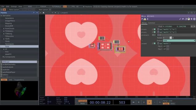 TouchDesigner exercise – controlling hearts with mouse