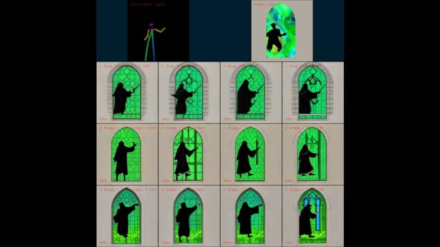 "dancing grim reaper in church window" – experiment in TouchDesigner with StreamDiffusion