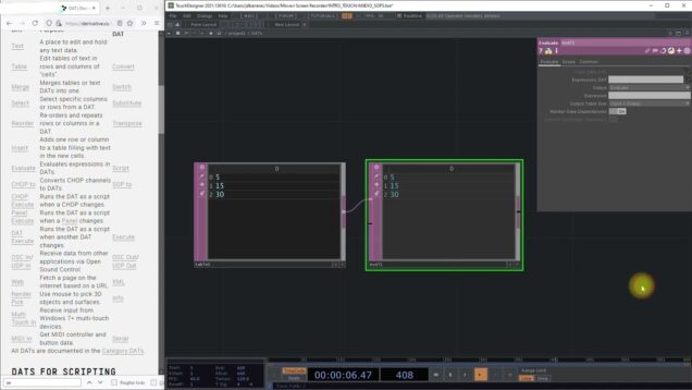 EVALUATE – DAT OPERATORS TOUCHDESIGNER – PARTE G