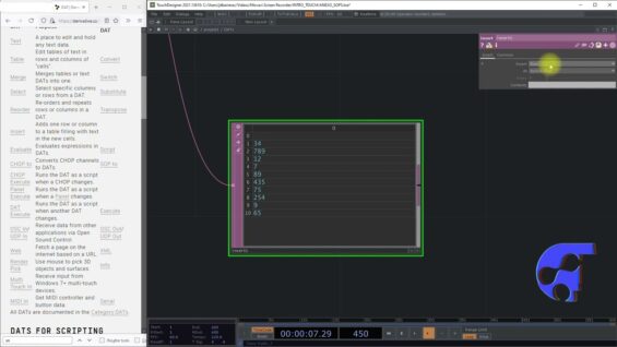 INSERT – DAT OPERATORS TOUCHDESIGNER – PARTE F