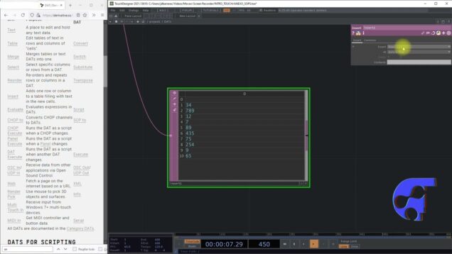 INSERT – DAT OPERATORS TOUCHDESIGNER – PARTE F