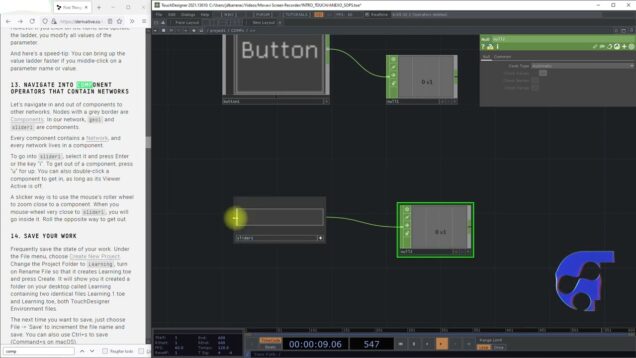 SLIDER- COMP OPERATORS TOUCHDESIGNER – PARTE B