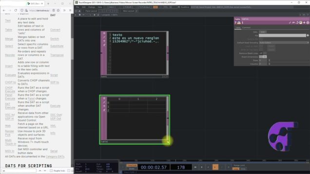 TABLE – DAT OPERATORS TOUCHDESIGNER – PARTE B