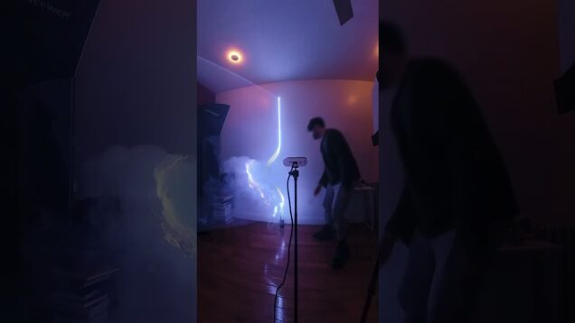 Interactive laser prototype. Pitch tracks vertically along the beam #laser #touchdesigner