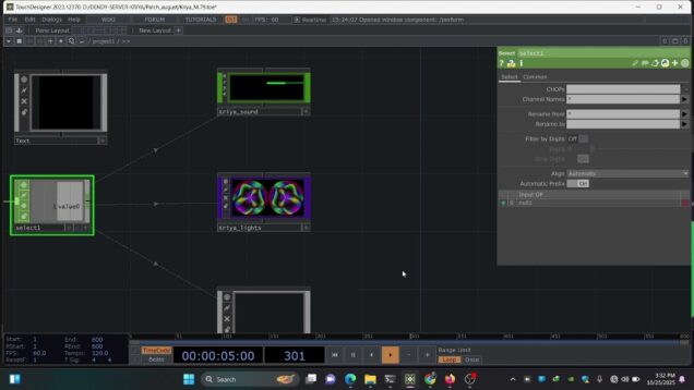 ⚙️ KRIYA Installation – TouchDesigner Node Network (Interactive System Visual)