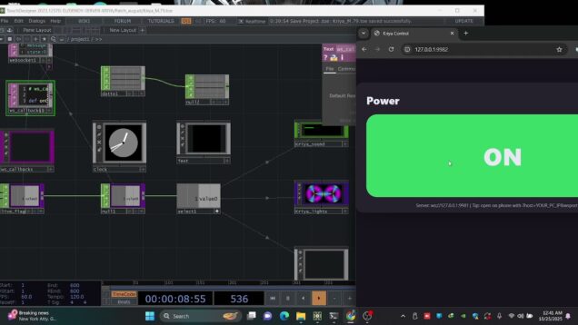 ⚙️ TouchDesigner Node Network – KRIYA Installation Control System Aurora Park, Nuanu Creative City