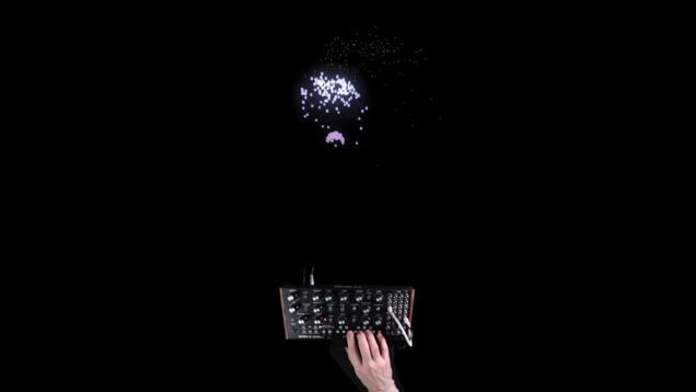 Triggering fireworks with Moog Mother-32 in Touchdesigner #shorts #moog #touchdesigner #fireworks