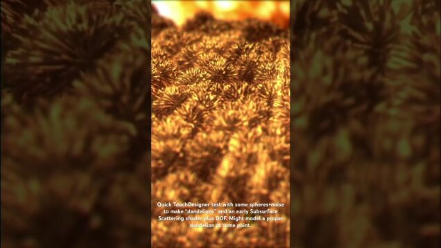 Quick TouchDesigner test with some spheres + noise to create primitive “dandelions” with SSS